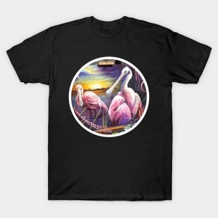 Roseate Spoonbill Chalk Art Sticker T-Shirt